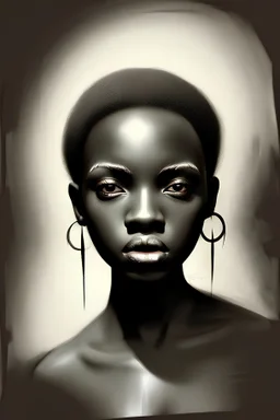 a charcoal painting of an african woman, aesthetic photography, fashion photography, concept art