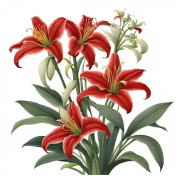 Canada's Western Red Lily plant on white background, illustration