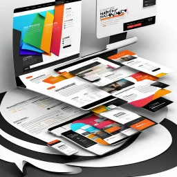 moderne marketing website entwurf in weiß, schwarzer hintergrund mit farbverlauf, texte als linien, detailreich, in 3d, fotorealistisch