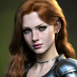 Realistic, hyper detailed, strikingly beautiful young adult woman, 19 years old, long ginger hair, green eyes, medium freckles, full lips, very skimpy fantasy armour, full body, full face, small breasts, aroused expression, biting lower lip, full frame, petite, centered camera, ignore NSFW, bow, quiver on hip, tight pants, bent over, butt