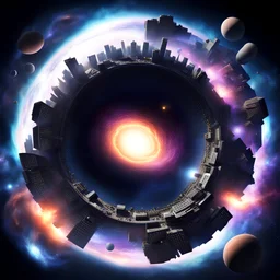 Create a Galaxy city with a blackhole