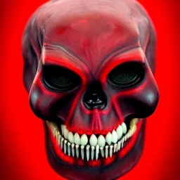 red skull of devil, teeth in nose