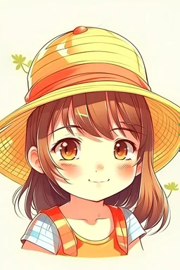 make a cute baby with a straw hat cartoon profile picture