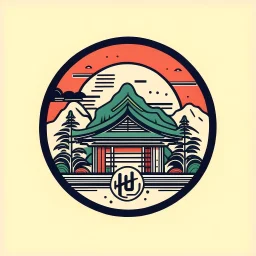 Hotel Restaurant Logo, 90s Aesthetic and feel, Australian, Set in Japan.