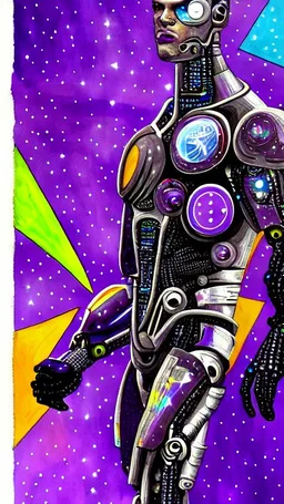 cyborg man, super ,nion ,purple, extremely beautiful art, cosmic, highly creative, rich colors, amazing details