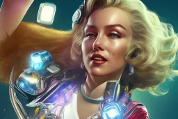 Marilyn Monroe, cyberpunk2077, photorealistic illustration, 4k