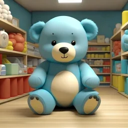 3d imge of big teddy sit on middle of baby shop or baby store