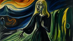 The Shadow Queen; painting in the style of Edvard Munch