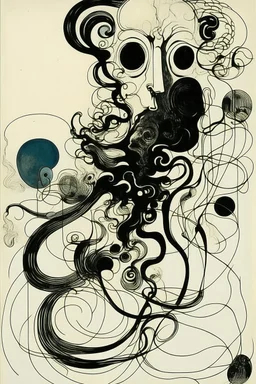 The curse of adverse suggestion, abstract surrealism, by Victor Pasmore and Tracey Adams, mind-bending illustration