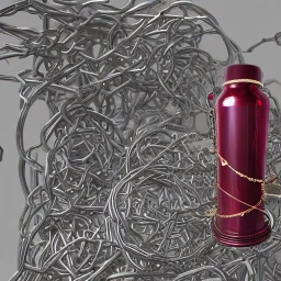 fantasy, digital art, large cylinder, object, bounded by chains, metallic, dark metal, ruby encrustations, massive, engravings