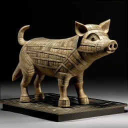 a statuette of a geometric absurd pig cult