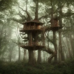 Elf tree house in the forest