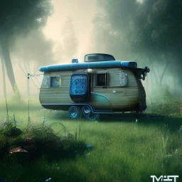 Modern Caravan, ultra realistic, intricate details, ultra highly detailed, shiny, smooth, studio quality, octane render, Surrealism, Triadic colour scheme,glow-stick, ambient lighting,nightclub lighting, polaroid, 100mm, --ar 1:1 --v4