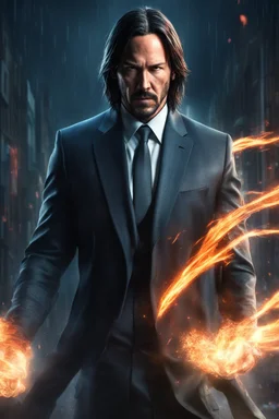 John Wick turning Super Saiyan photo real