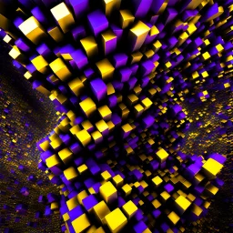 a julia set 3d fractal made of small metallic random color cubes