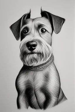 Detailed pencil drawing of a cheeky terrier dog
