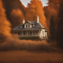 Country house in the middle of trees in autumn