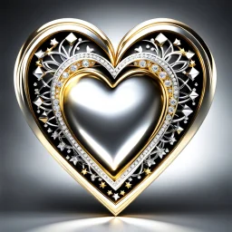 a clony of golden and silver around diamond heart sighn rotating