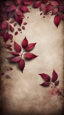 Hyper Realistic small maroon leaves border & rainbow multicolor grungy rustic texture with vignette effect