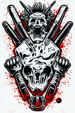 single hand in devil rock position, sticker logo vector art on white background, 4k