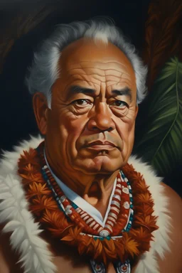 Painting portrait of Samoan formal chief