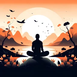 Meditation ,nature,vector illustration.