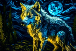 a wolf in van gogh style