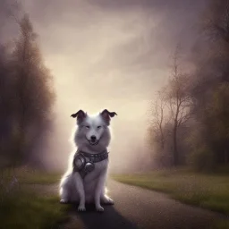 sad, scared dog on side of highway, car driving off in the distance, 8k resolution, high-quality, fine-detail, intricate, digital art, detailed matte, volumetric lighting, illustration, 3D octane render, brian froud, howard lyon, selina french, anna dittmann, annie stokes, lisa parker, greg rutowski