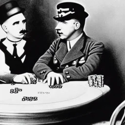 Chaplin play poker with Hitler