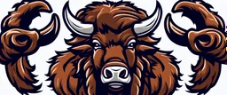 head and shoulders of a Bison buffalo, sports mascot style