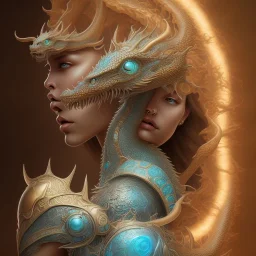 sango fantasy, fantasy magic, intricate, sharp focus, illustration, highly detailed, digital painting, concept art, matte, artgerm and paul lewin and kehinde wiley, masterpiece silver dragon head golden Asian nice breast Afo woman turquoise waves