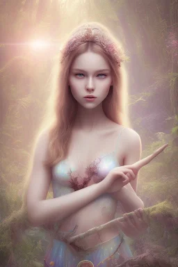 Beautiful face of modern generation Fairy Princess in the lagon forest in the 12PM in the afternoon ín realistic picture, 24K Optic Resolutions, ultra HD, Professional PHOTOGRAPHY,