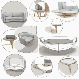 Modern “small” circular coffee table design, sketch