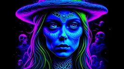 Psychic Witch || psychedelic horror, mixed media, acid dye ink, in the styles of Pablo Amaringo and Amanda Sage and Android Jones, cinematic, sharp focus, highest resolution