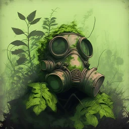 Overgrown, gasmask,comic style