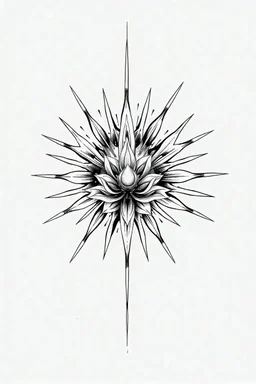 Burst of light negative tattoo design in black and white with detail in American traditional style