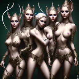 Labyrinth, three pretty girl black elves, nips