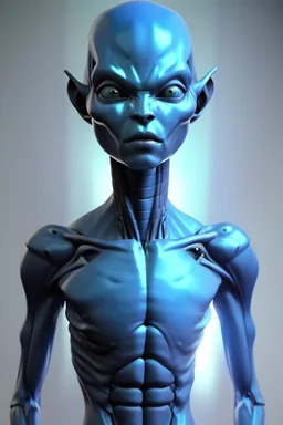 Humanoid blue alien, ultra realistic, ultra highly detailed, shiny, smooth, studio quality, octane render, ambient lighting, polaroid,--ar 1:1 --v4