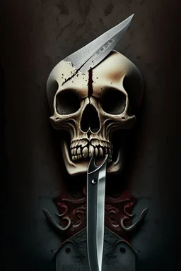 A picture of knife in the Skull