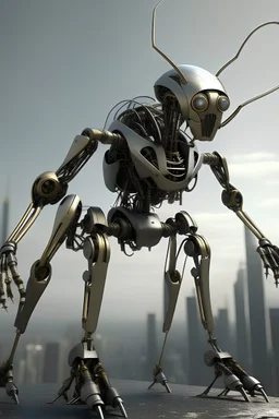 "Imagine a futuristic robot, inspired by the intricate movements of an ant, effortlessly carrying heavy construction materials to build towering skyscrapers."