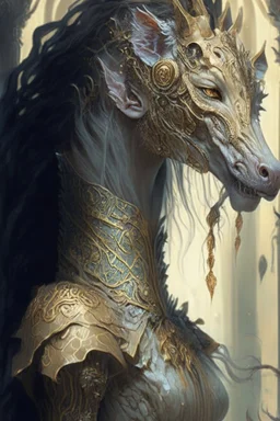 Child-eating horse deer lion alligator alien fused together , fantasy, intricate, elegant, highly detailed, digital painting, artstation, concept art, smooth, sharp focus, illustration, art by artgerm and greg rutkowski