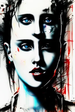 Danish singer MØ face, Abstract portrait by Yoji Shinkawa,