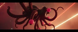 "Boy, you were weird when you crawled from your egg, You had disco balls growing out of your leg!" Epic cinematic wide-angle camera swoops down, hazy neon background with gritty border Get your tentacles up! Get your antennae high! We're gonna funk this galaxy Till the stars fall from the sky!