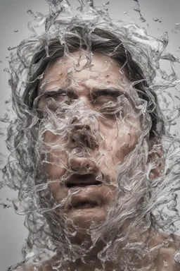 Capture the essence of anxiety through an art piece depicting a person's struggle with overwhelming pressures with a vacuumed plastic covering a person's face and he can't breath