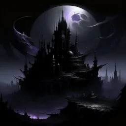 A dark purplish black shadow empire in another dimension painted by Karl Wiener