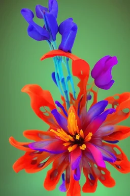 a very beautiful, colorful, and strange flower that looks a bit like a protein