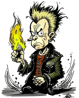 Rock n roll PUNK firestarter johnny rotten cartoon