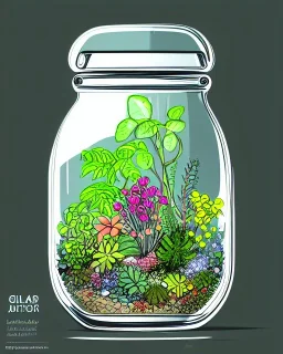 a glass jar terrarium filled with plants, highly detailed, digital art, sharp focus, trending on art station, illustration