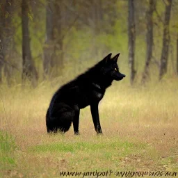 Black wolf, red in ears, red on snout