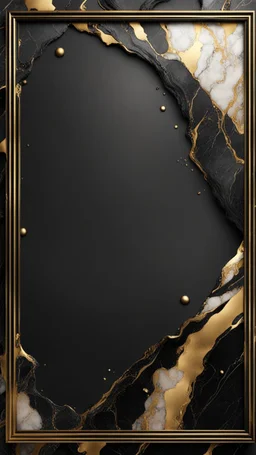 Hyper Realistic Black, & Golden Grungy--&-Marble-Thick-Frame-Background